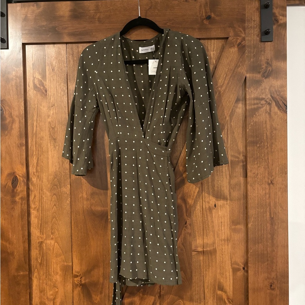 Faithfull the Brand Green Corelli Wrap Dress - Picture 2 of 4